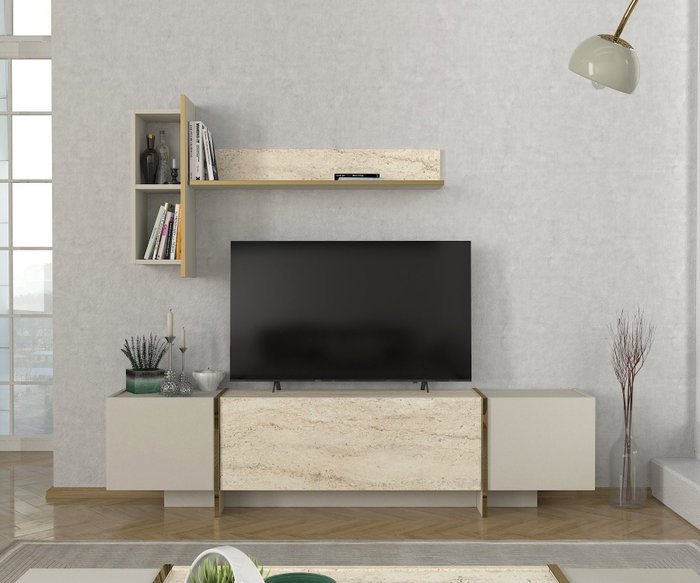 Hanah Home Veyron - Mueble de TV Travertino y Arenisca Hanah Home Veyron - Mueble de TV Travertino y Arenisca
